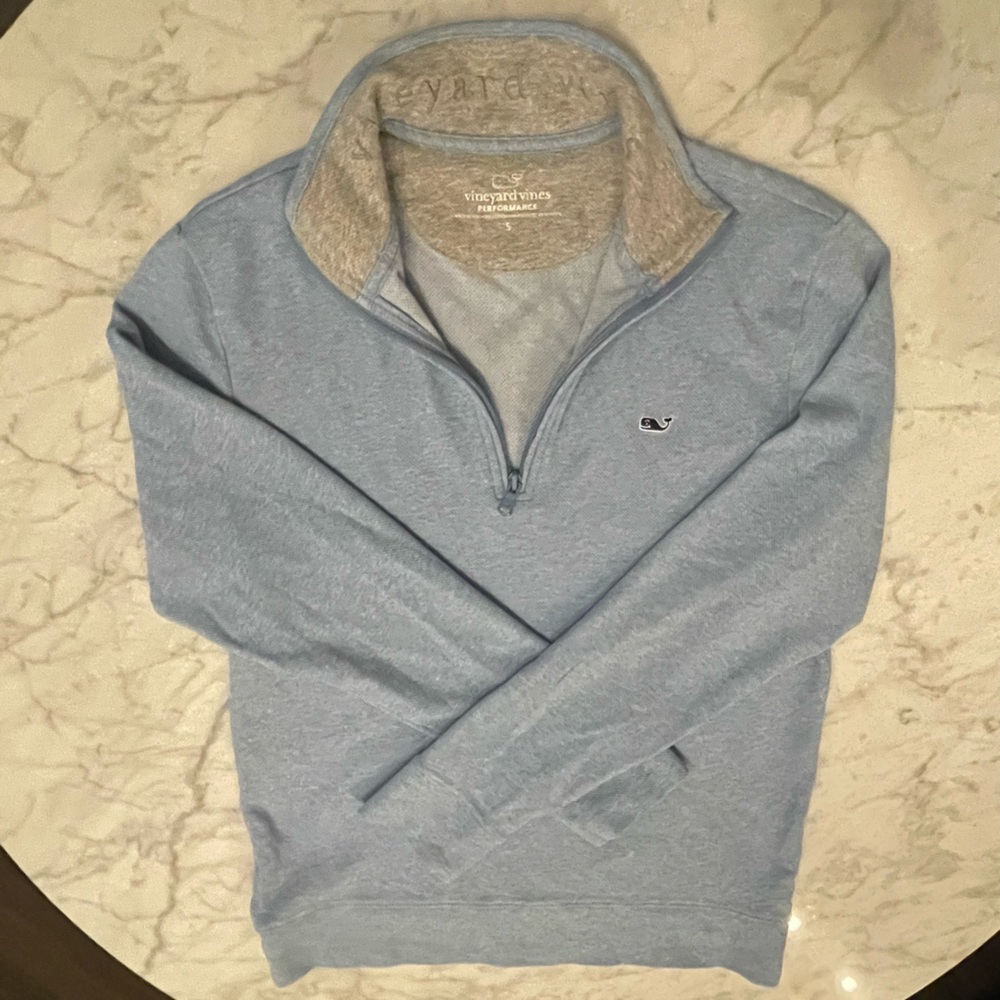 Vineyard Vines Light Blue Quarter-Zip Sweater